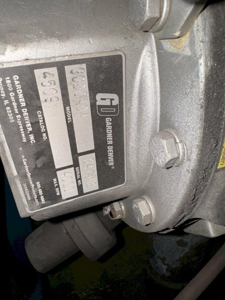 Gardner Denver Duraflow blower model GGDCADA s/n S473118, catalog # 4509, 4000 max. rpm with 40 hp motor