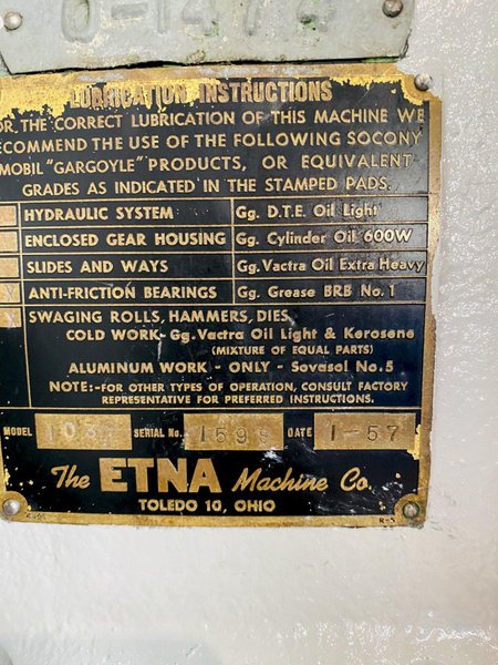 1&quot; ABBEY ETNA 2-DIE ROTARY SWAGER. STOCK # 0105917