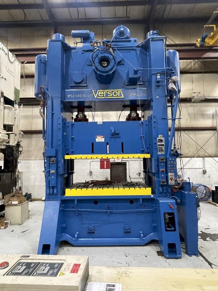 600 Ton Verson S2-600-96-60t Rebuilt Straight Side Mechanical Press For Sale, Ready To Ship!