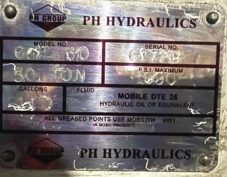 50 TON PH HYDRAULICS OGF-50 HYDRAULIC C-FRAME PRESS WITH 6" STROKE. STOCK # 0436426