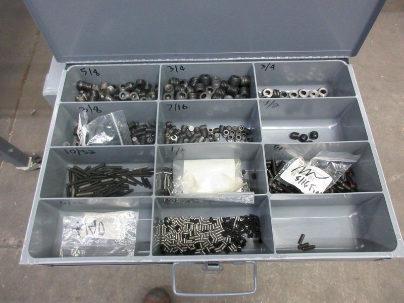 Metal Organizer on Steel Shelf with Contents: Metric / Standard Nuts, Bolts, Screws, Washers - Auction Item