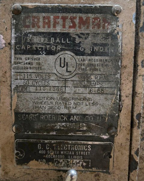 CRAFTSMAN 1157566 PEDESTAL GRINDER 115V USED