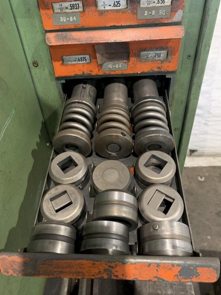 STRIPPIT SONIC 18/30 PUNCH MACHINE AND CORNER NOTCHER W/ TOOLING. STOCK # 1271823.