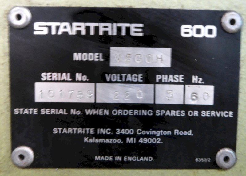 20" Startrite Vertical Band Saw V500H, Hyd. Table, 14" Work Height, Nice