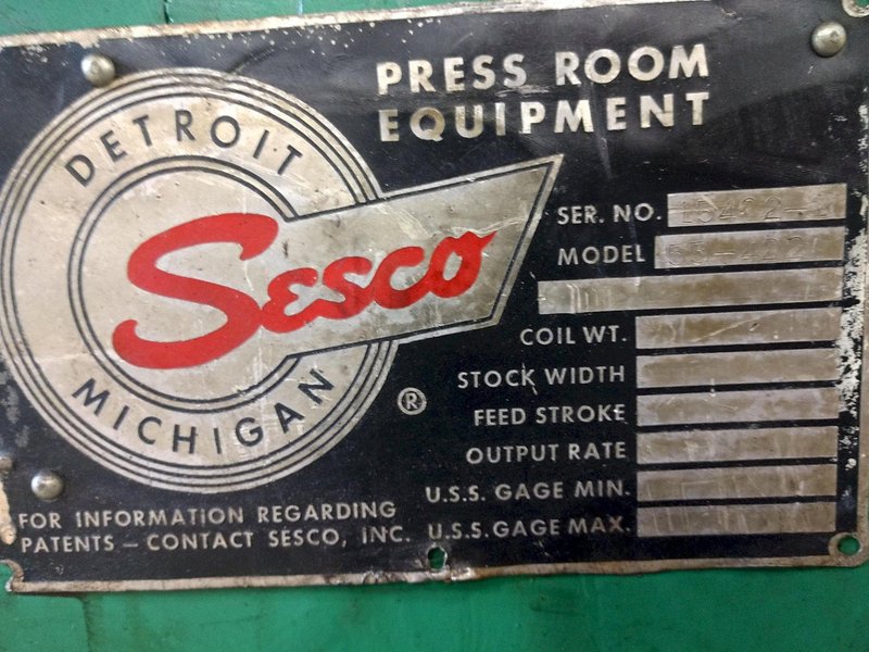 30,000 LB 15 TON X 36" SESCO MODEL #55-422 MOTORIZED UNCOILER COIL REEL: STOCK #14444