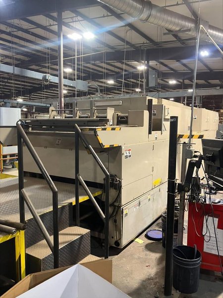 Marumatsu SAPY-1410 Flatbed Die Cutter with Inline Stripping, Platform Access &amp; Conveyor Feed