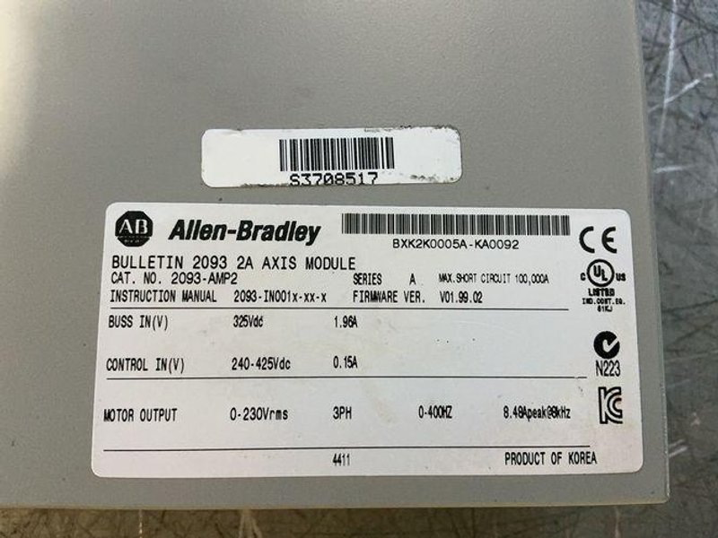 Allen-bradley 2 A Output Bulletin 2093 Kinetix 2000 2a Axis Module - 2093-amp2 / 2093-amp5