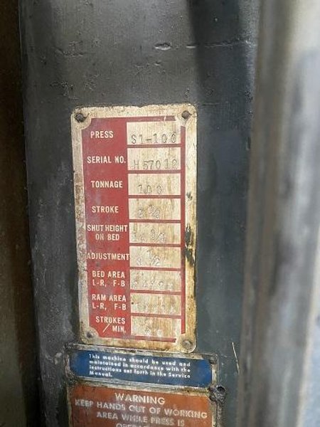 100 TON BLISS PRESS # S1-100 SSSC