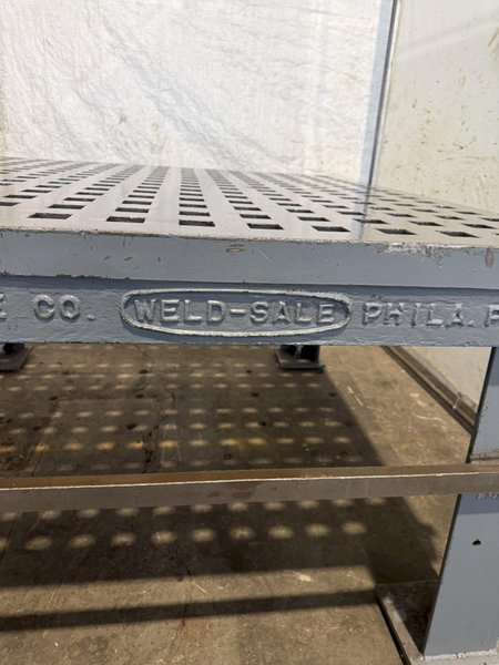 60" X 60" WELDSALE ACORN WELDING TABLE. STOCK # 0112926.