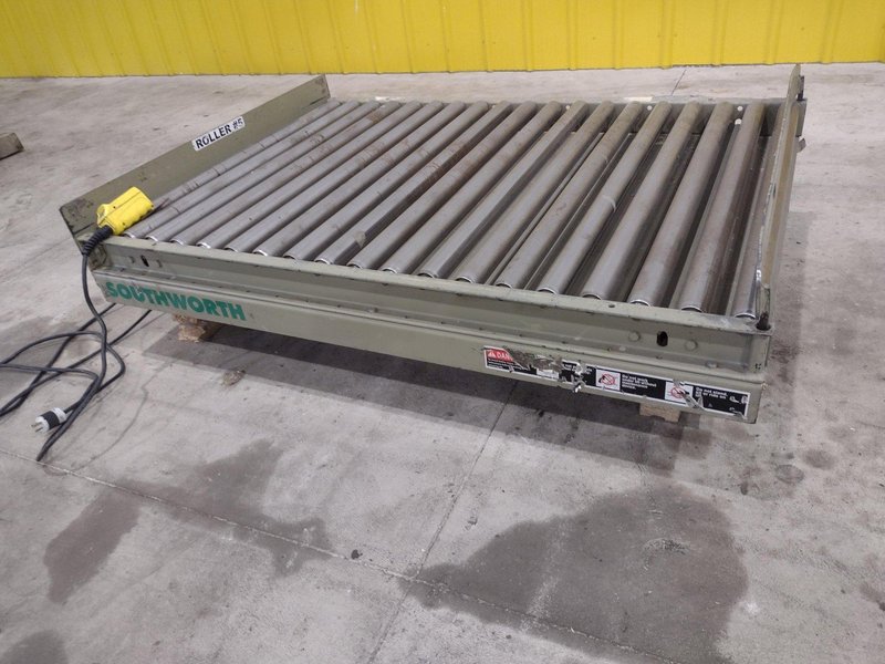 3800 LB X 57" X 42" SOUTHWORTH MODEL #LS4-36 ROLLER TOP HYDRAULIC LIFT TABLE: STOCK #20881