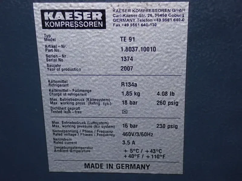 KAESER REFRIGERATED DRYER  -  TE 91