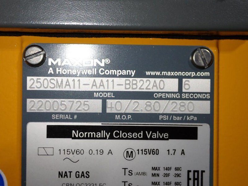 MAXON THREADED GAS SAFETY VALVE  -  250SMA11-AA11-BB22A0