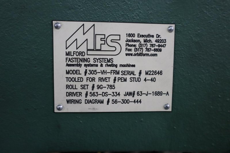MIlford Orbitform #305-VH-FRM Riveter - Vibratory Feed Bowl - Needs Parts- Auction Item