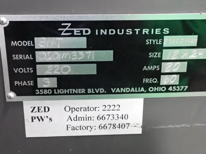 Zed 18" X 24" Skin Packaging Machine - Snt
