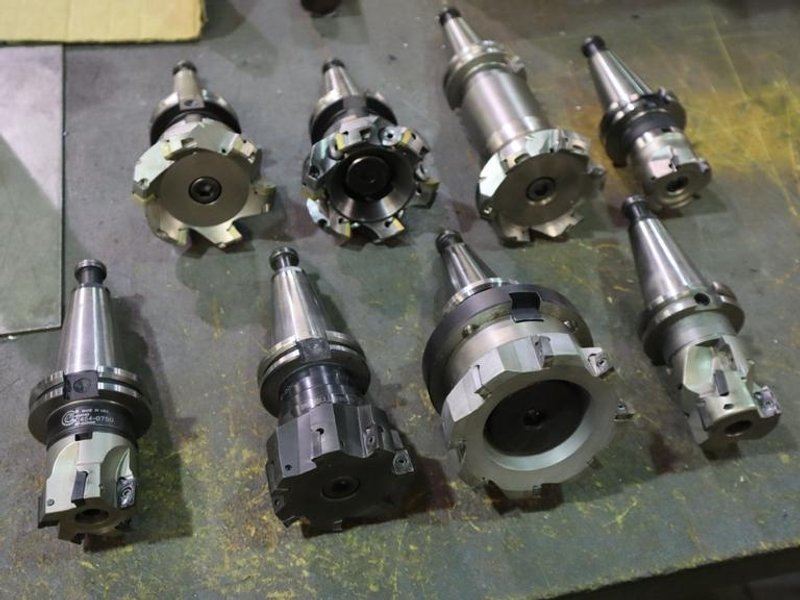 CT40 Taper Tool Holders: (8) with Assorted Insert Milling Cutters, 2", 3", 4" - Auction Item