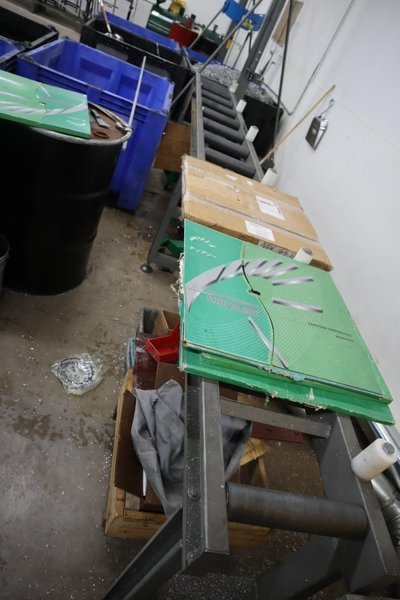 PMI-455 Type A Automatic Circular Upacting Saw, ProFace Control, In-Feed Conveyor,  Powermatic Powertec Collectors- Auction Item