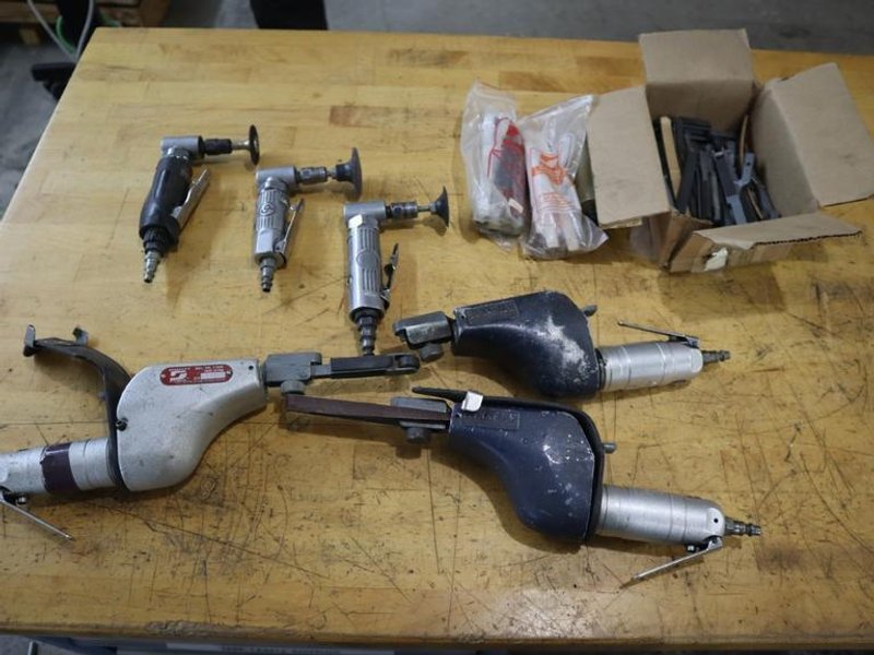 Pneumatic Tools: (3) Dynafiles, (3) Right Angle Grinders- Auction Item