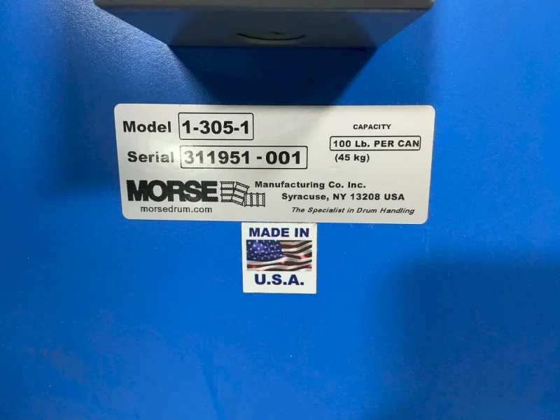 MORSE MANUFACTURING CO. INC. 100 LB. PER CAN SINGLE CAN TUMBLER  -  1-305-1