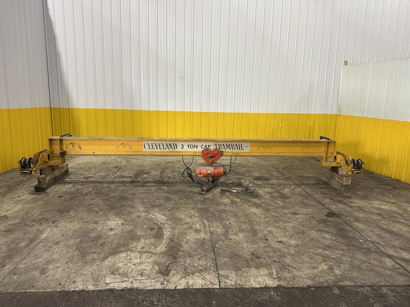 3 TON X 17' CLEVELAND TRAMRAIL UNDERSLUNG BRIDGE CRANE W/3-TON CM LODESTAR HOIST: STOCK #23053