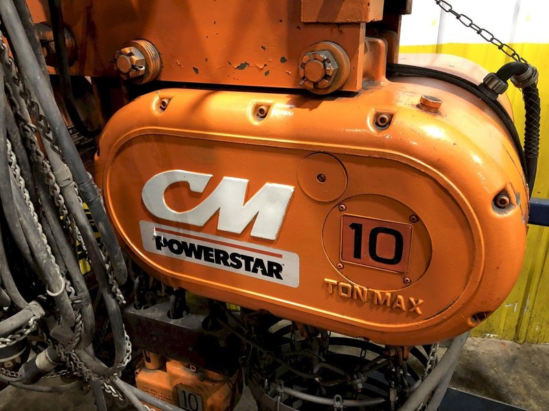 10 TON CM MODEL #POWERSTAR-7201 ELECTRIC CHAIN HOIST WITH POWER TROLLEY: STOCK #18370