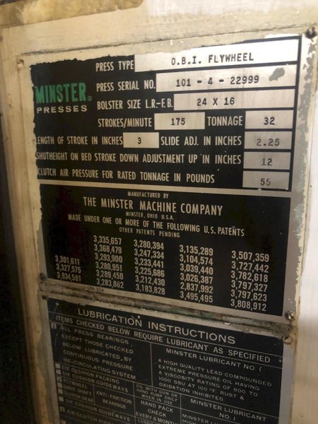 32 TON MINSTER OBI PRESS