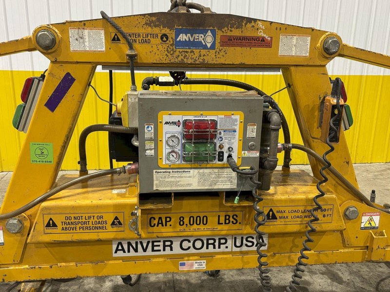 8,000 LBS X 60&#039; X 8&#039; ANVER MODEL  82001216 (E800M16-642A-8/53) VACUUM SHEET LIFTER, 2015: STOCK 22458