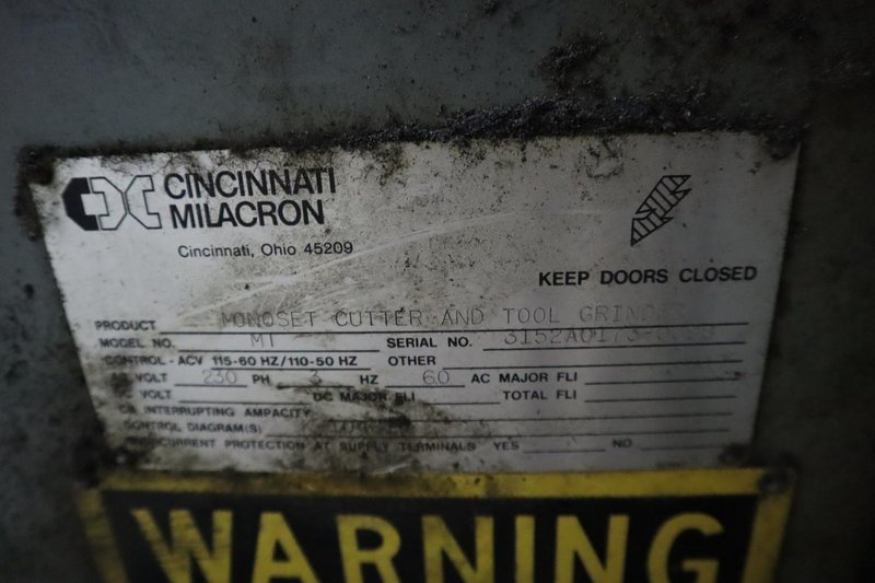 Cincinnati Monoset Tool and Cutter Grinder W/ Work Bench &amp; Accessories - Auction Item