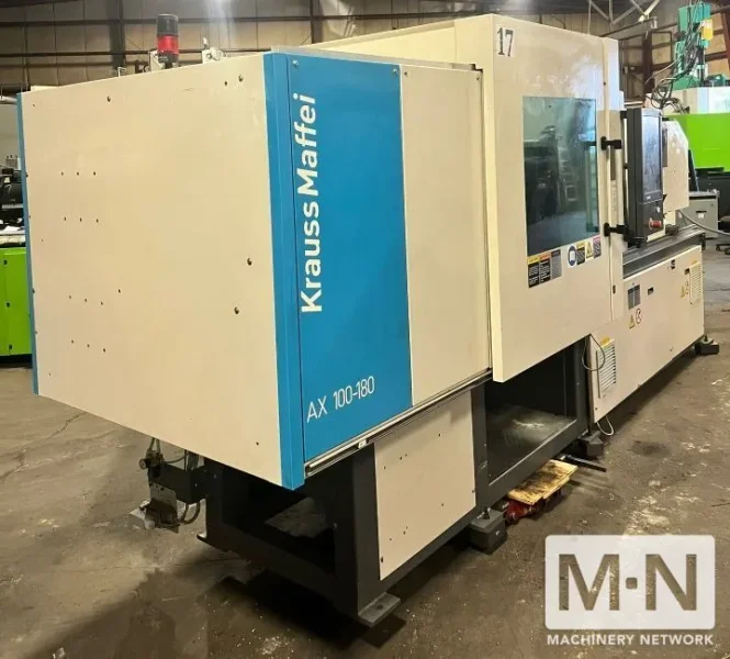 110 TON 3.7 OZ KRAUSS MAFFEI MODEL 100-180AX ELECTRIC INJECTION MOLDING MACHINE MFG 2011 SERIAL # 61015143