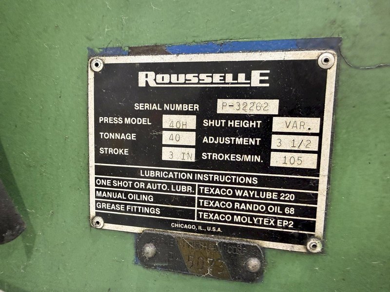 40TON ROUSSELLE MODEL 40H HORN PRESS, 3" STROKE: YOBRO #26267