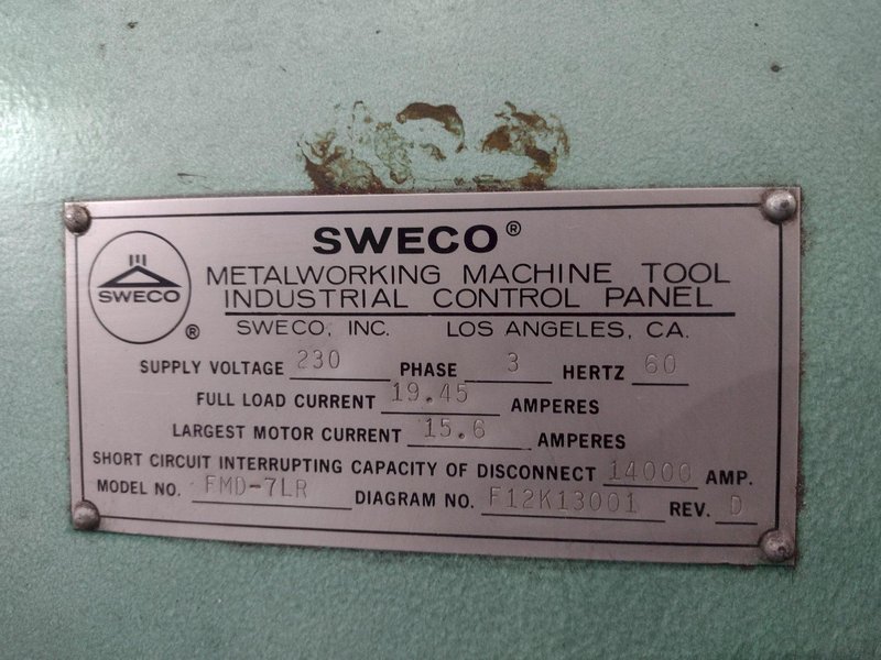 7 CUBIC FOOT X 48&quot; SWECO MODEL #FMD7LR VIBRATORY BOWL PARTS FINISHER: STOCK #23140