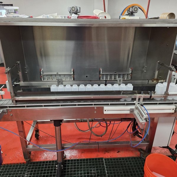 Accutec Bottling Line, 2019 – with 10-Head Filler, Capper, Cooling Tunnel, Labeler, Neck Bander, Induction Sealer, Wolf Bagger
