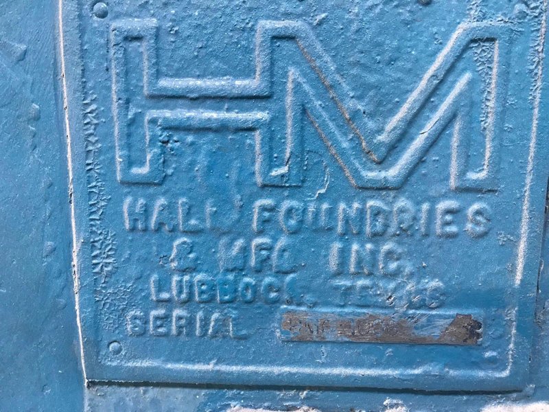 hall model hm6 molding machine s/n 1096 with hydraulics and controls with plc, 48&quot; x 48&quot; front platen, 45x48 rear platen