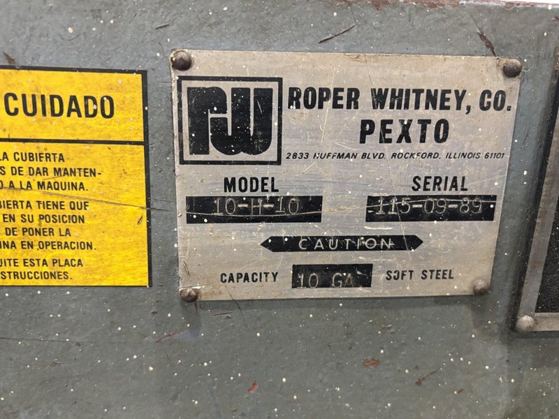 10' x 10 GA ROPER WHITNEY PEXTO MODEL #10-H-10 HYDRAULIC SHEAR: STOCK #22973