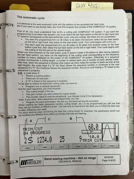 13.4" X 13.4" MISSLER MODEL #DEB-340-CE AUTOMATIC HORIZONTAL BANDSAW, NEW 2000: STOCK #19627