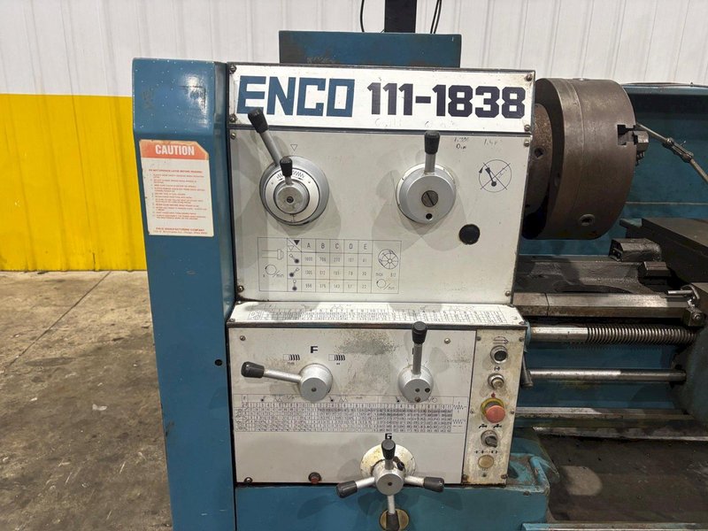 19" X 40" ENCO MODEL #111-1838 GEARED HEAD GAP BED ENGINE LATHE 2.56" HOLE: YOBRO #24324