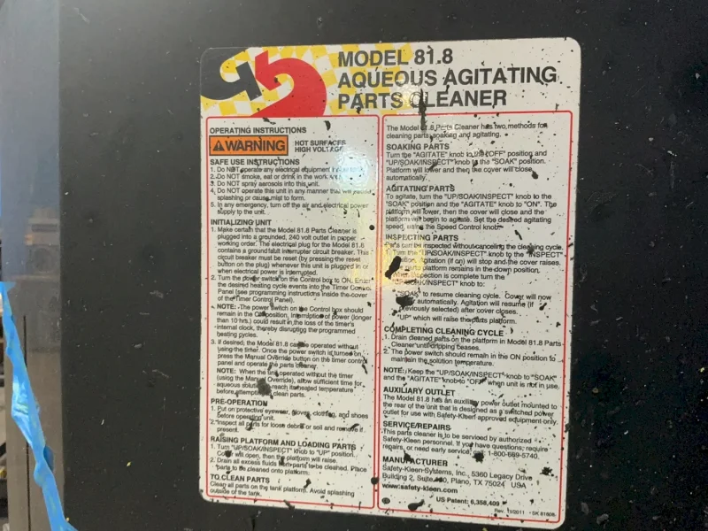 SAFETY-KLEEN 45" X 22" X 26" PARTS WASHER  -  81.8