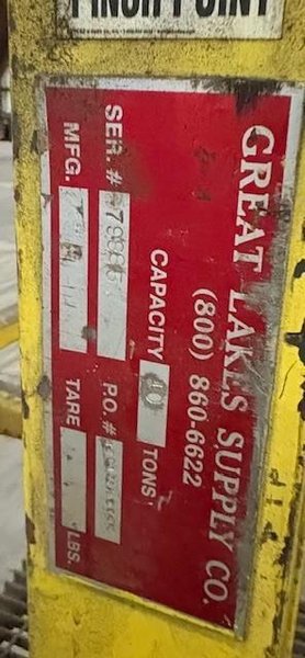 10 TON GREAT LAKES COIL VERTICAL ID GRAB STOCK# 4177