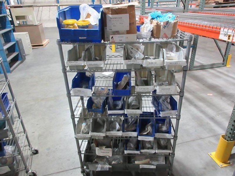 Rolling Wire Shelf with Contents of Assorted Hardware and Fasteners- Auction Item