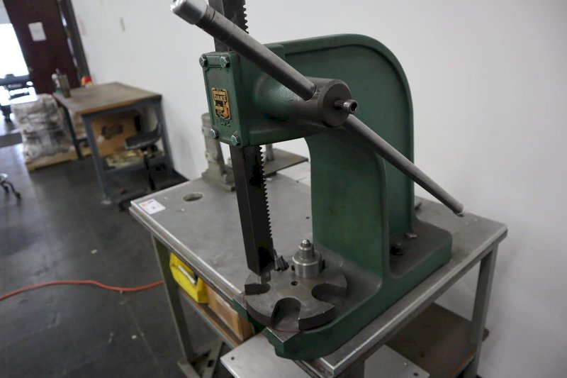 Press and Tapping Station on Rolling Cart, wiith Dake Arbor Press No.1, and EZ-Tapper Manual Hand Tapper- Auction Item