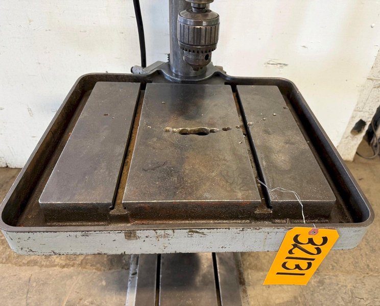 20" Clausing Single Spindle Drill Floor Type, V-Speed 300-2000 RPM,  22" x 19" Tbl., 1-1/2 HP