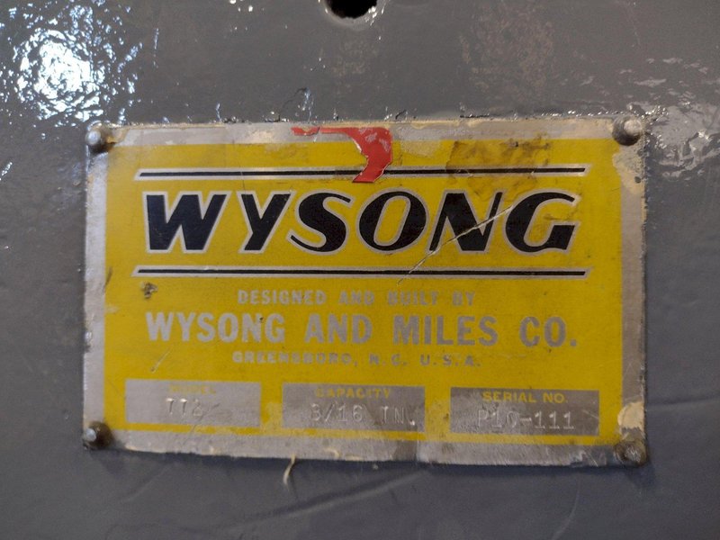 72" X 3/16" WYSONG MODEL #772 POWER SQUARING SHEAR: STOCK #16928