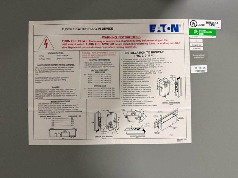 EATON 600A POW-R-WAY III P3F366RSP Fusible Switch 600V, 3PH 4W NEW