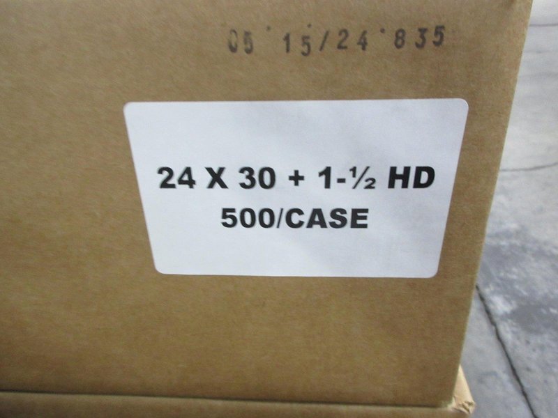 Partial Pallet of 24x30x1-1/2" HD" Wicketed Bags, Approx 16 Cases, 500 Bags Per Case- Auction Item