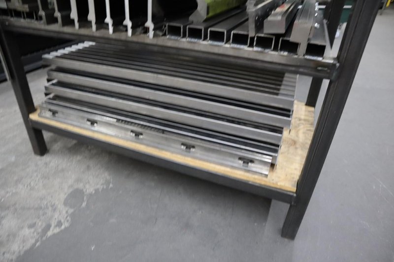 Amada Press Brake Dies, and Lower Die Holders on Welded Steel Shelving- Auction Item