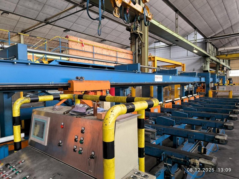 50 TON ASMAG DRAW BENCH w/INLINE SAW CUTTING, NEW 2003