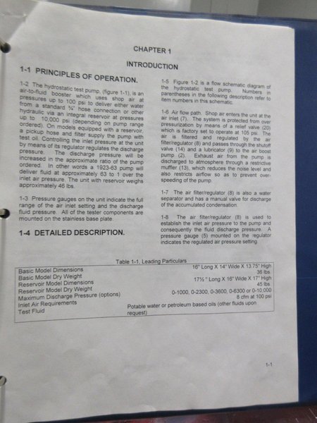 Hydraulic Technology 9901/9901HT Hydrostatic Test System- Auction Item