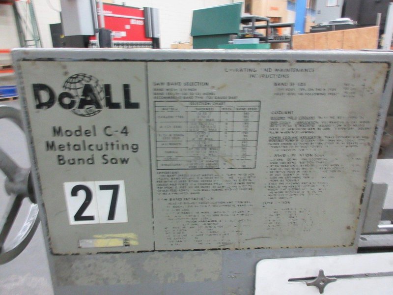 DoAll Model C-4 Horizontal Band Saw, 9&quot; Round Cap, 12&quot; Flat Capacity, 4 Speeds 65-180 FPM- Auction Item