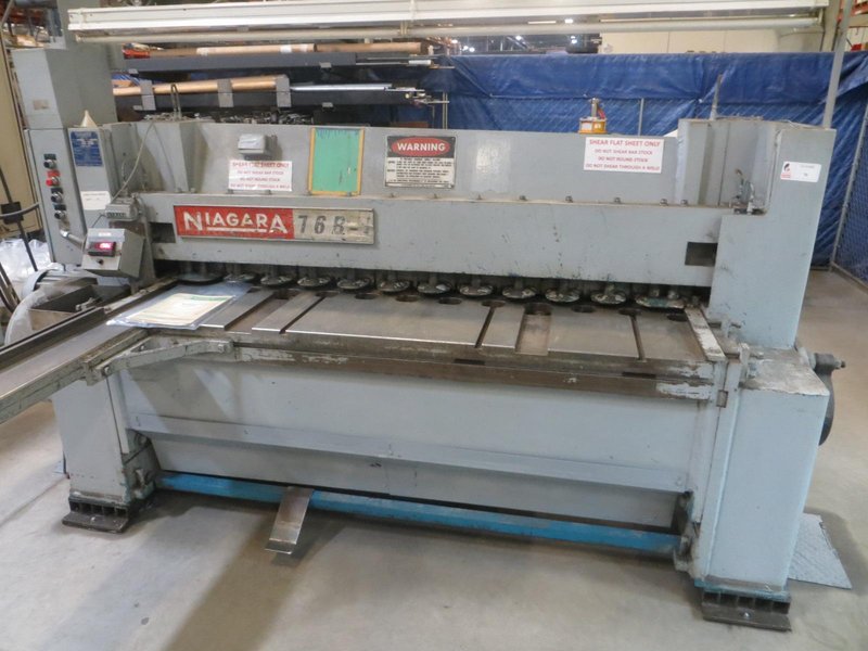 Niagara Model 76B 1/4 Power Squaring Shear with  5&#039; Squaring Arm and 2-Front Sheet Supports- Auction Item