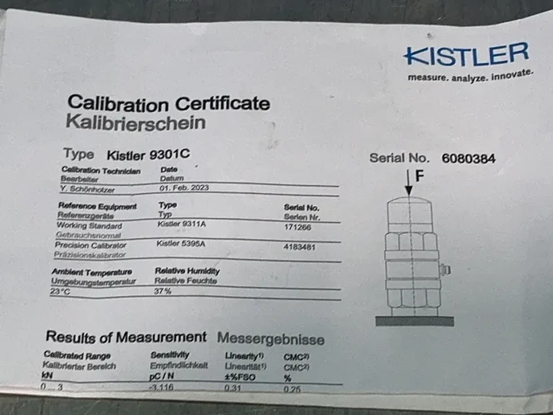 Kistler Piezoelectric Force Sensor Load Cells - 9301c