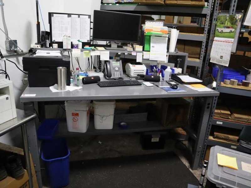 Metal Shipping Desk, Upper and Lower Shelves - NO CONTENTS- Auction Item